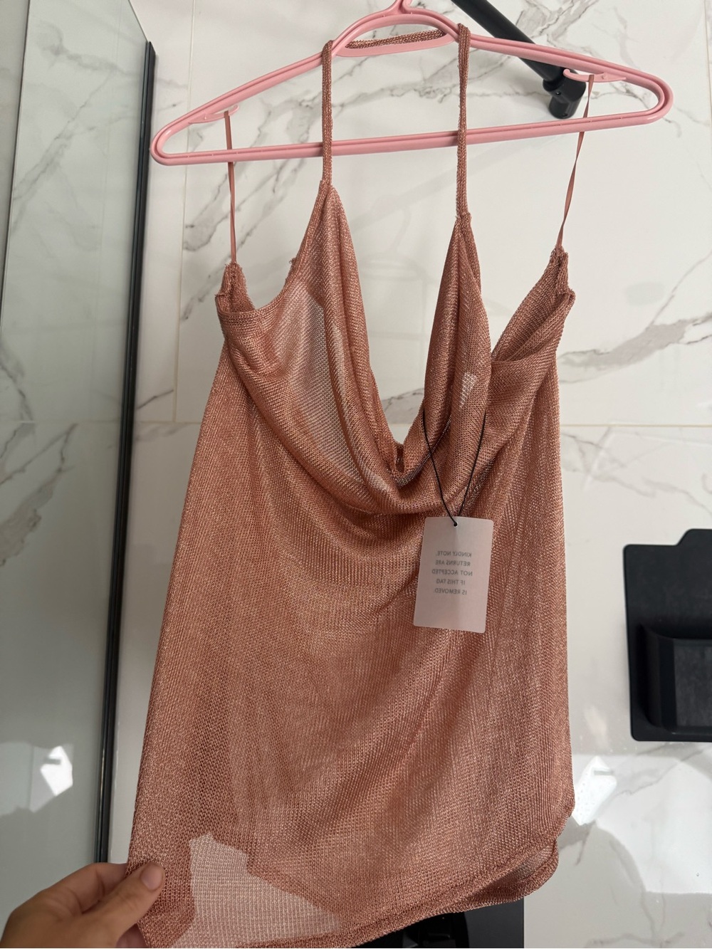 superdown Metallic Rose Gold Cowl Neck Camisole